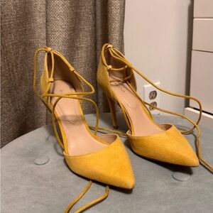 Yellow Lace-Up Heels
